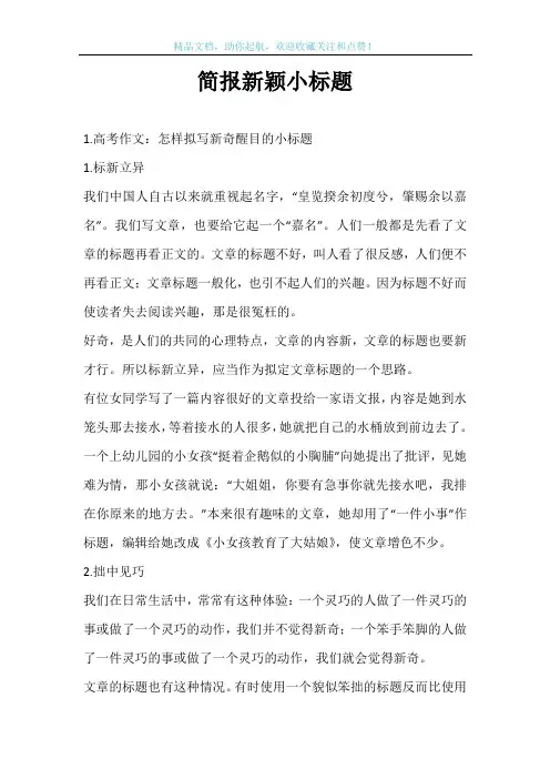 简报新颖小标题