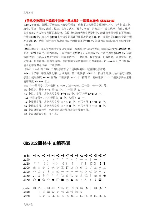 信息交换用汉字编码字符集