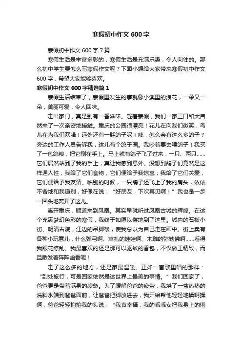 寒假初中作文600字
