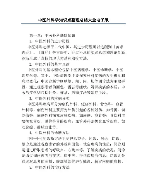 中医外科学知识点整理总结大全电子版