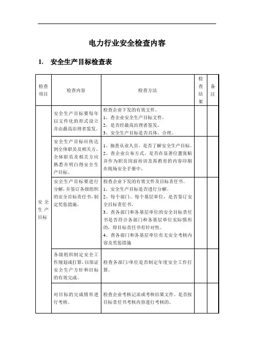 电力行业安全检查内容