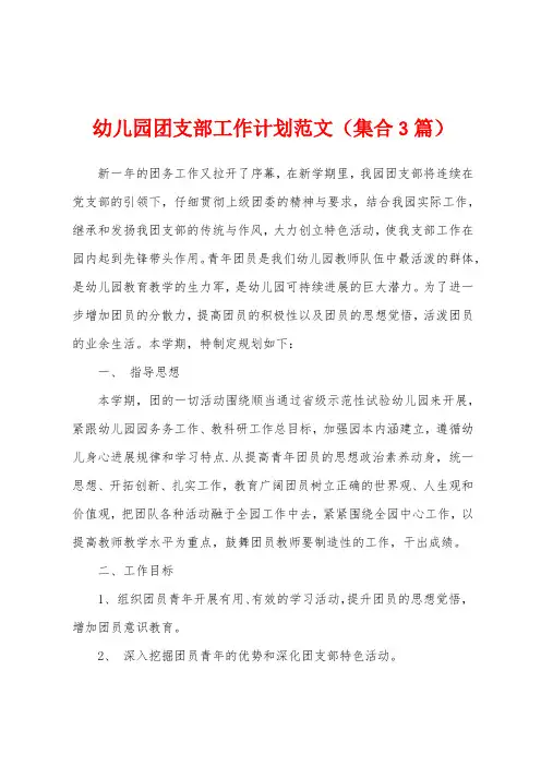 幼儿园团支部工作计划范文(集合3篇)