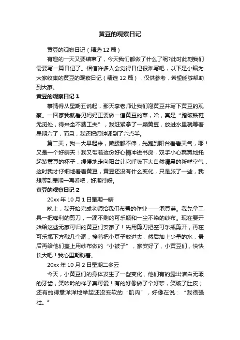 黄豆的观察日记（精选12篇）