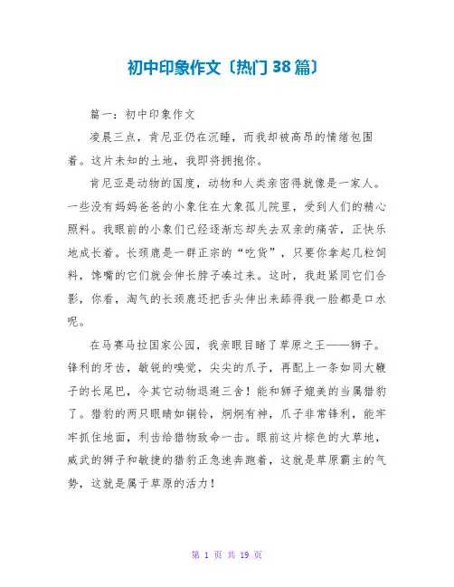 初中印象作文(热门38篇)