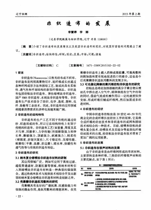 非织造布的发展