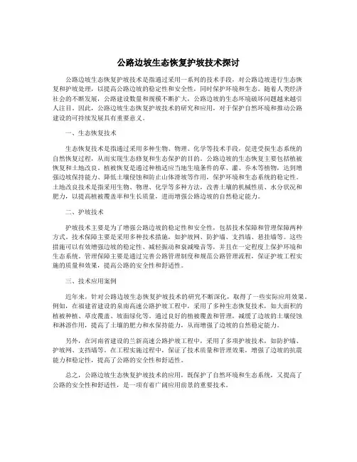 公路边坡生态恢复护坡技术探讨