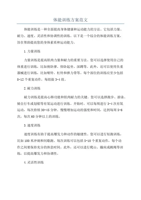 体能训练方案范文