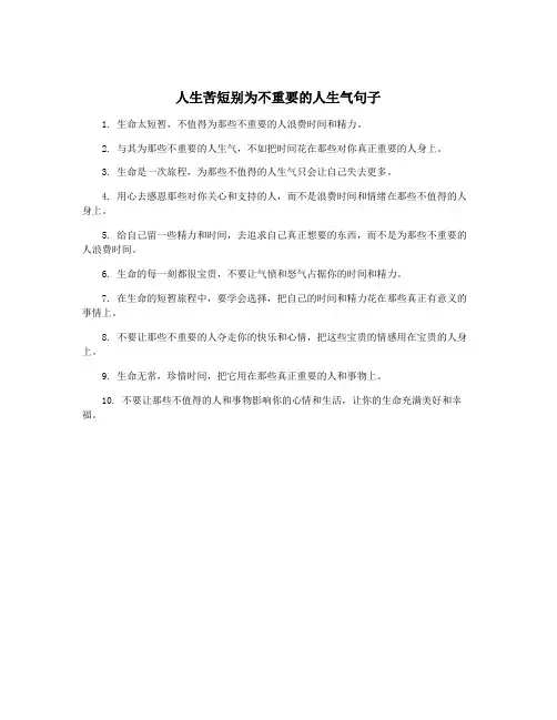 人生苦短别为不重要的人生气句子
