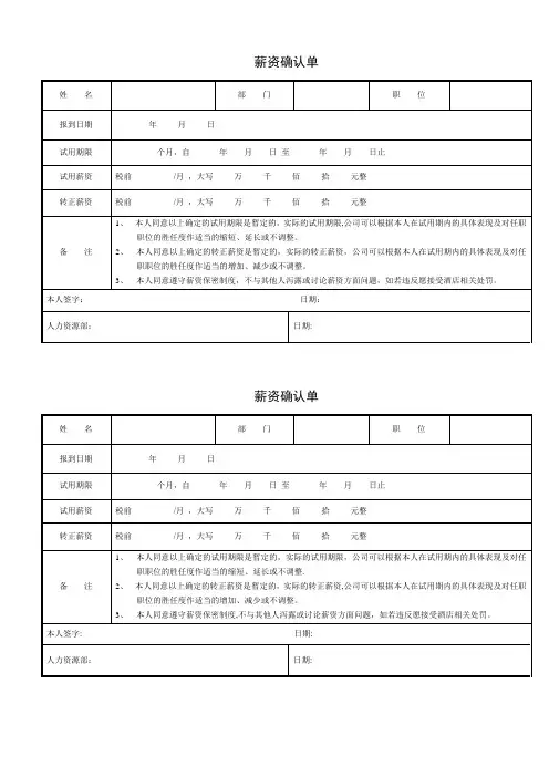薪资确认单49757【范本模板】