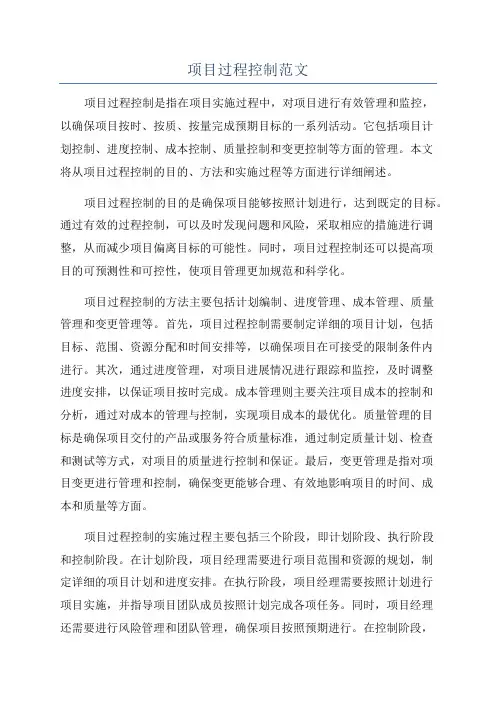 项目过程控制范文