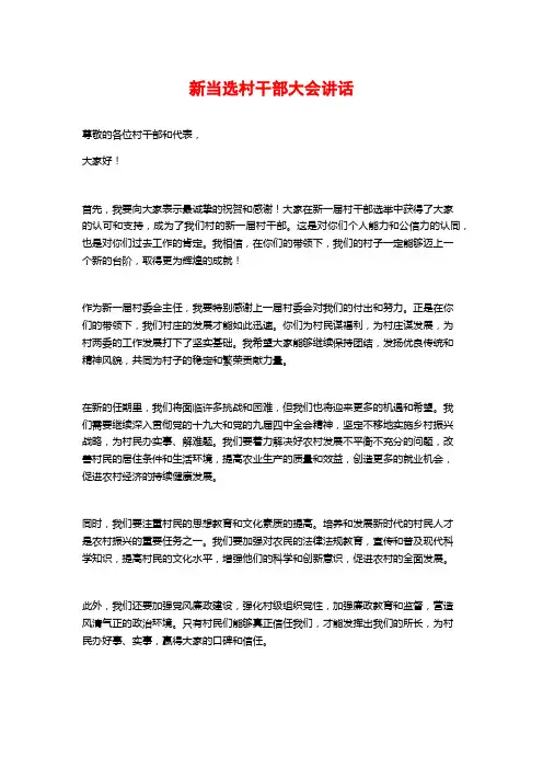 新当选村干部大会讲话