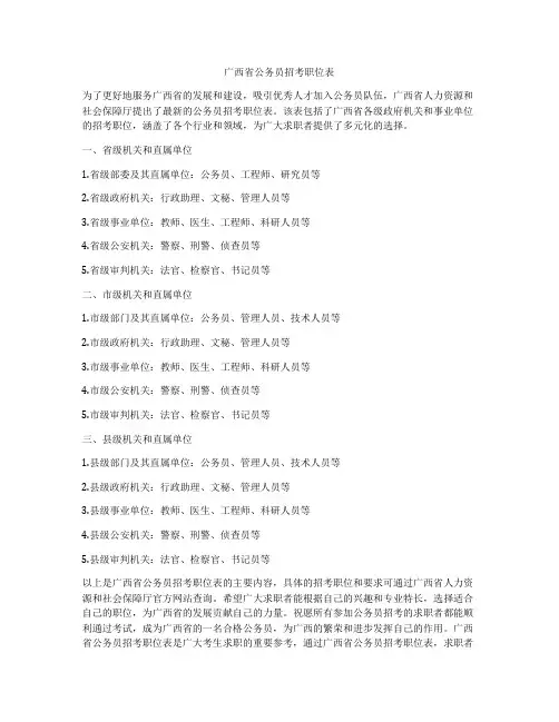 广西省公务员招考职位表