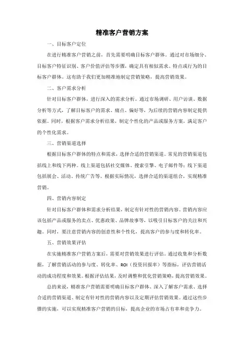 精准客户营销方案