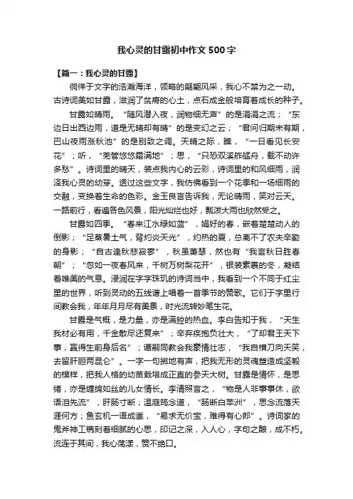 我心灵的甘露初中作文500字