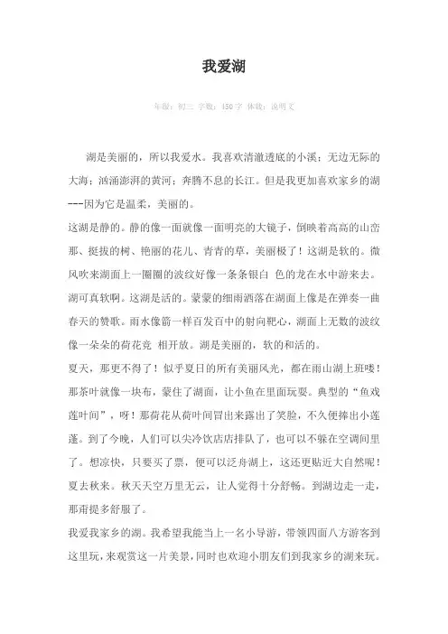 我爱湖450字作文