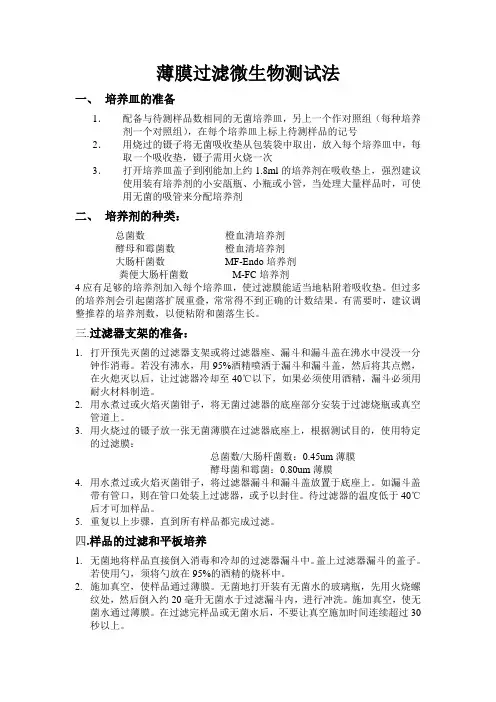 薄膜过滤微生物测试法