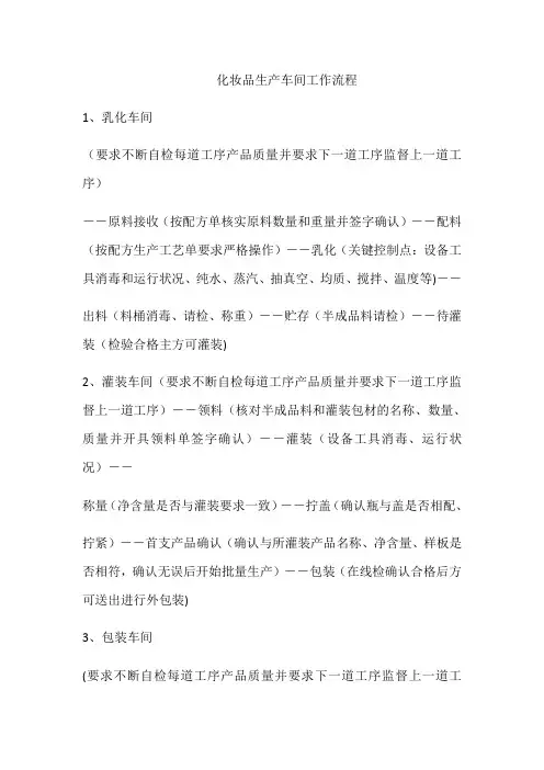 化妆品生产车间工作流程