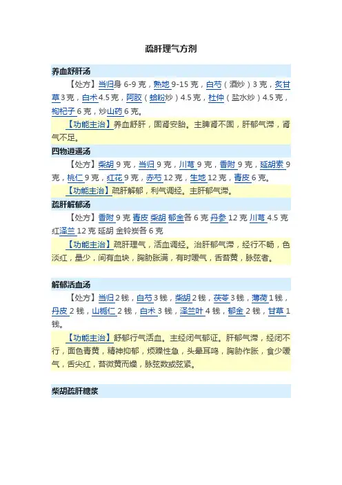 疏肝理气方剂