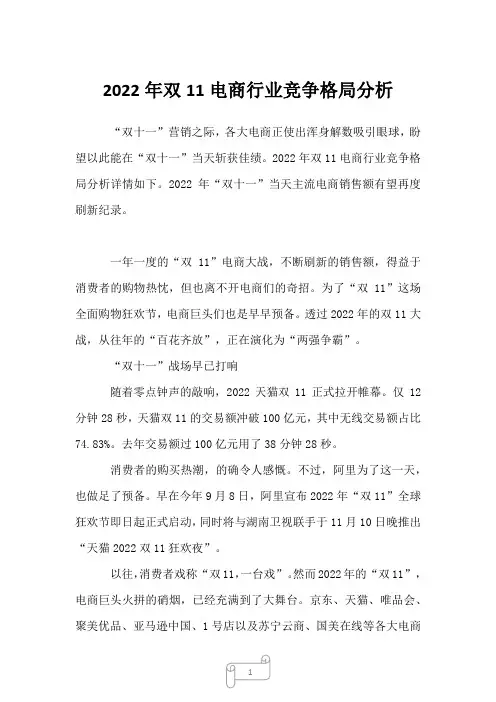 2022年双11电商行业竞争格局分析