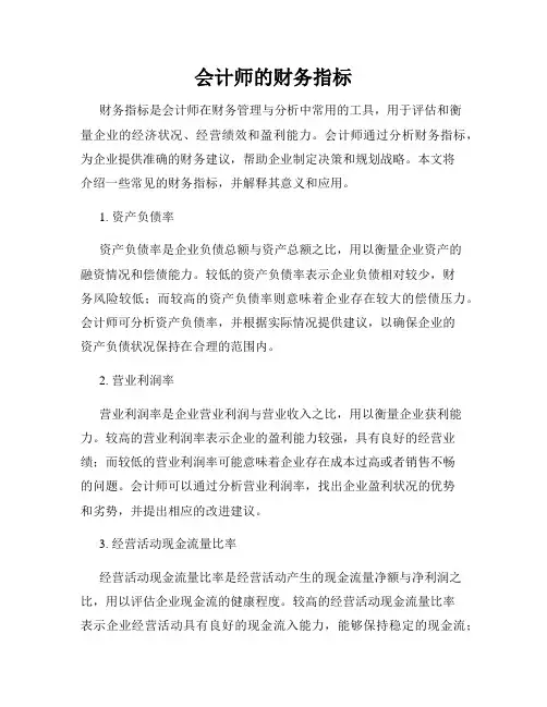 会计师的财务指标