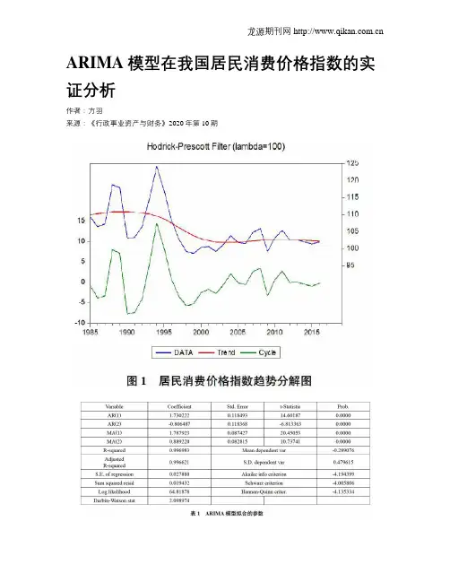 ARIMA模型在我国居民消费价格指数的实证分析