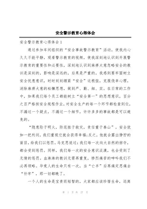 安全警示教育心得体会