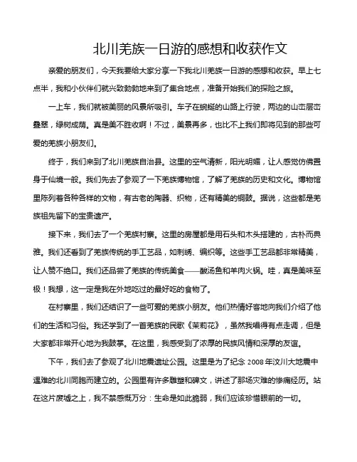 北川羌族一日游的感想和收获作文