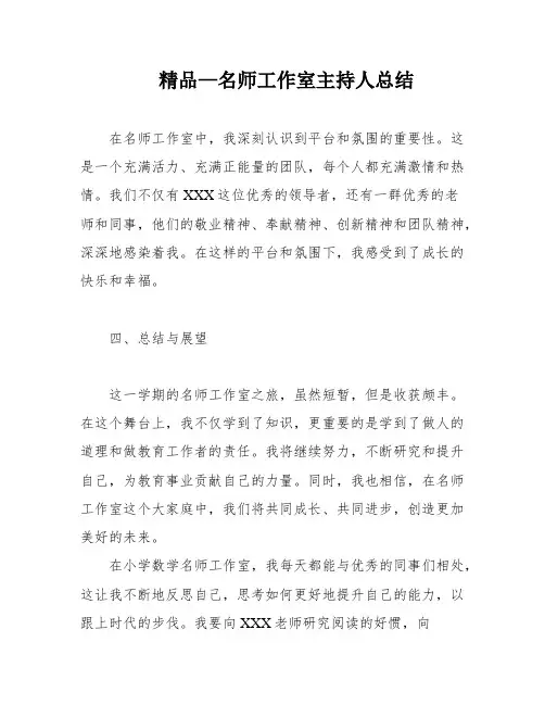 精品—名师工作室主持人总结