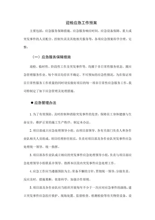 迎检应急保障工作预案