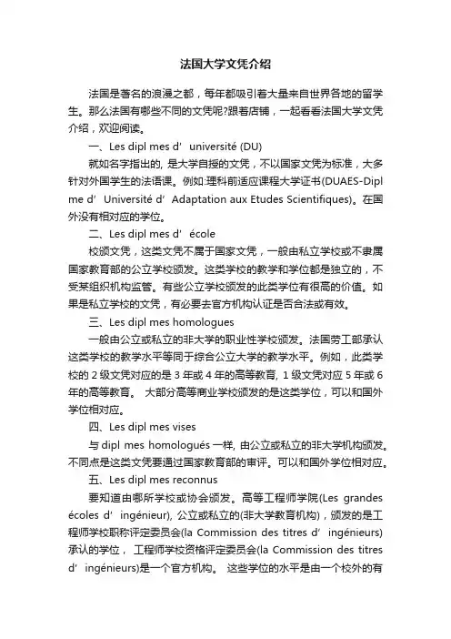 法国大学文凭介绍