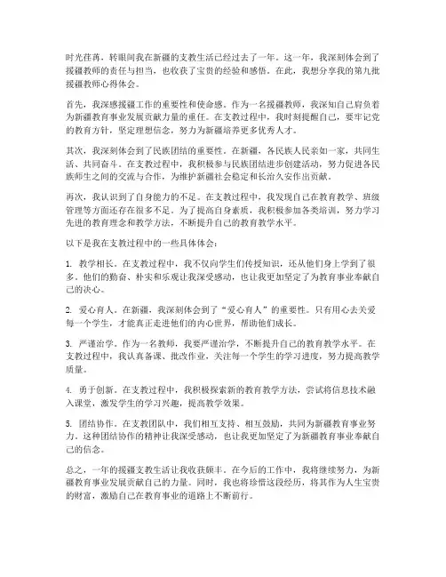 第九批援疆教师心得体会