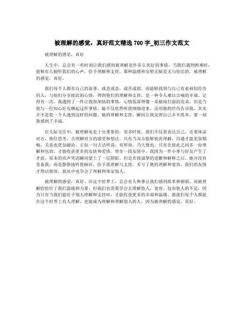被理解的感觉,真好范文精选700字_初三作文范文