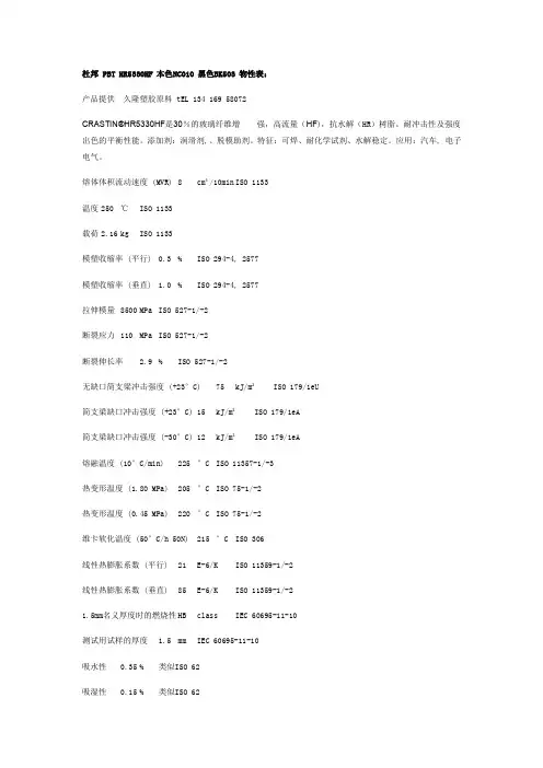 杜邦 PBT HR5330HF 物性表