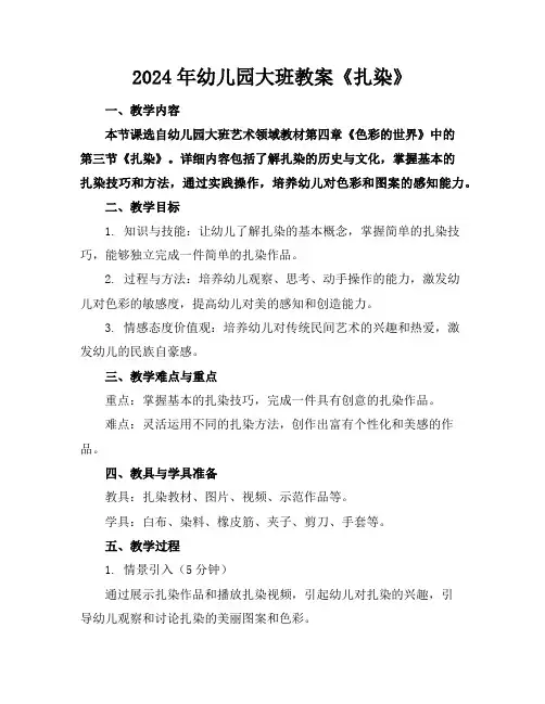 2024年幼儿园大班教案《扎染》