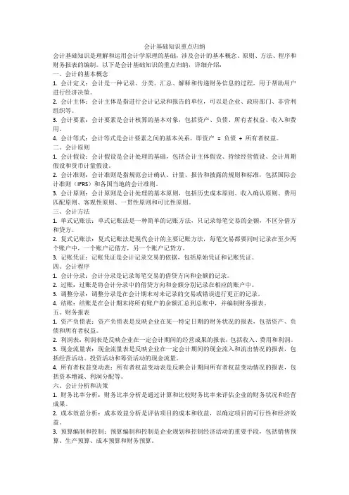 会计基础知识重点归纳