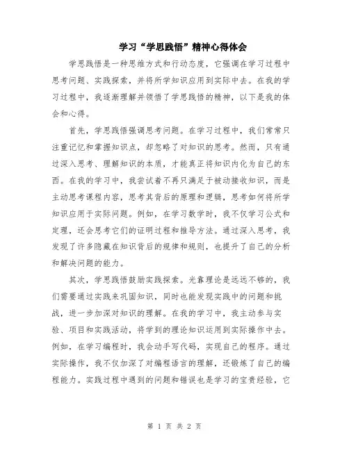 学习“学思践悟”精神心得体会