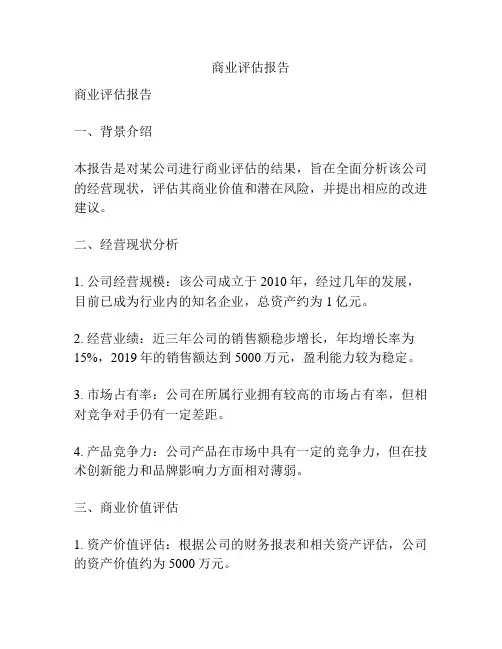 商业评估报告