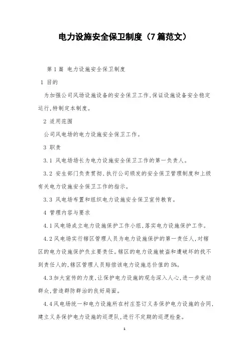 电力设施安全保卫制度(7篇范文)