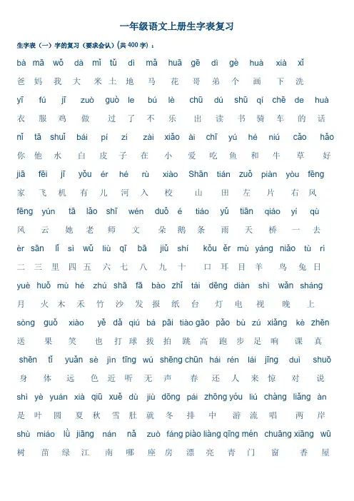 (完整word版)人教版小学一年级语文上册生字表(打印版)