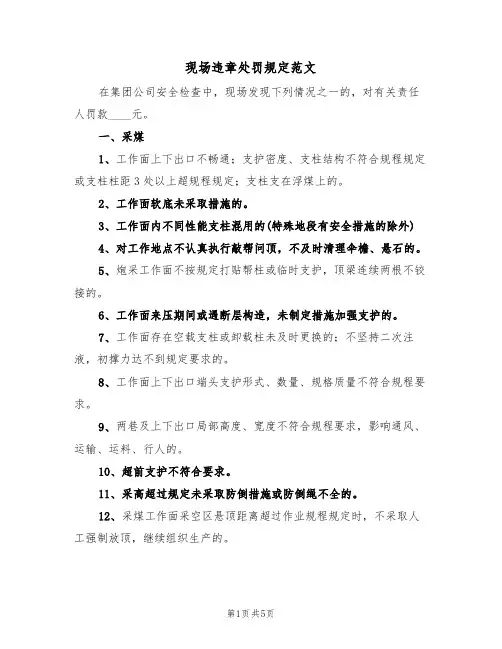 现场违章处罚规定范文（2篇）