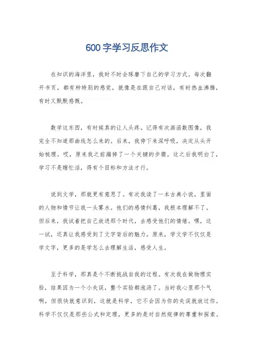 600字学习反思作文