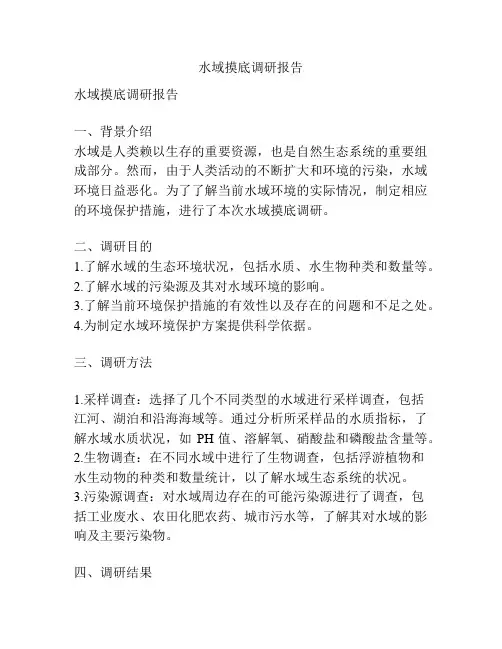 水域摸底调研报告