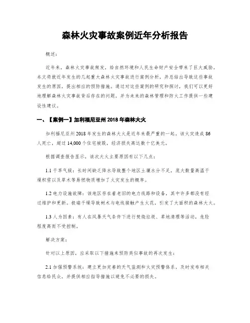森林火灾事故案例近年分析报告