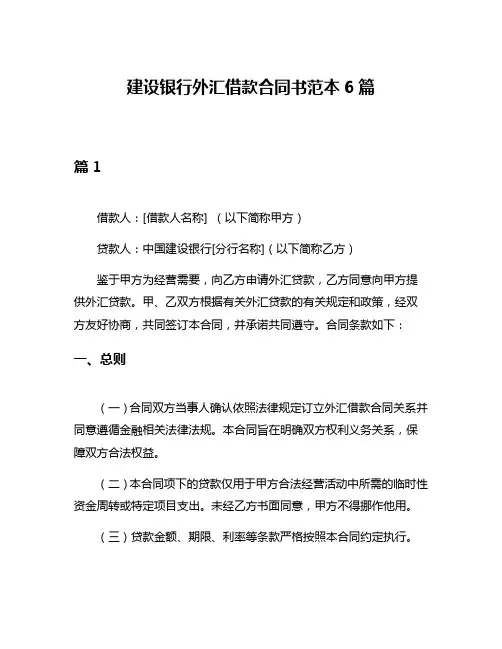 建设银行外汇借款合同书范本6篇