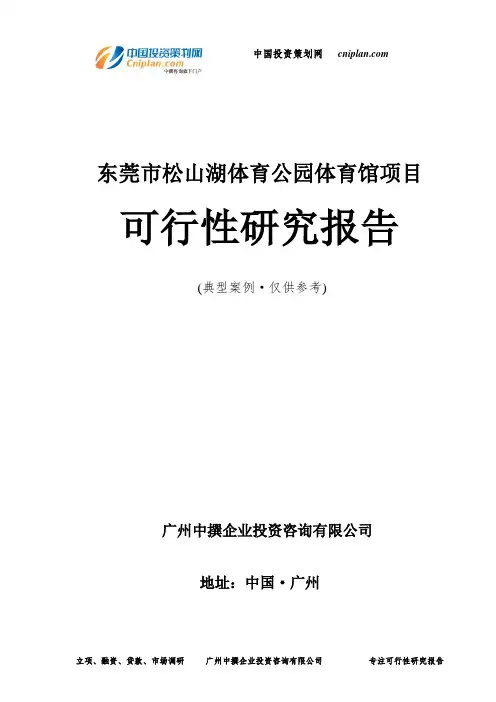 东莞市松山湖体育公园体育馆项目可行性研究报告-广州中撰咨询