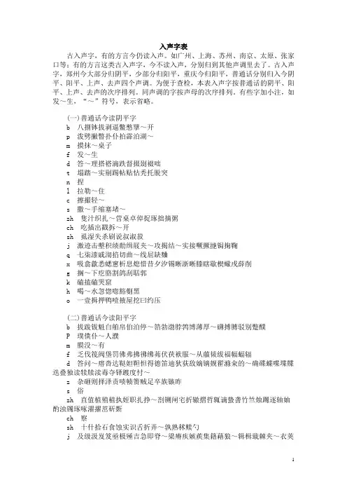 入声字表