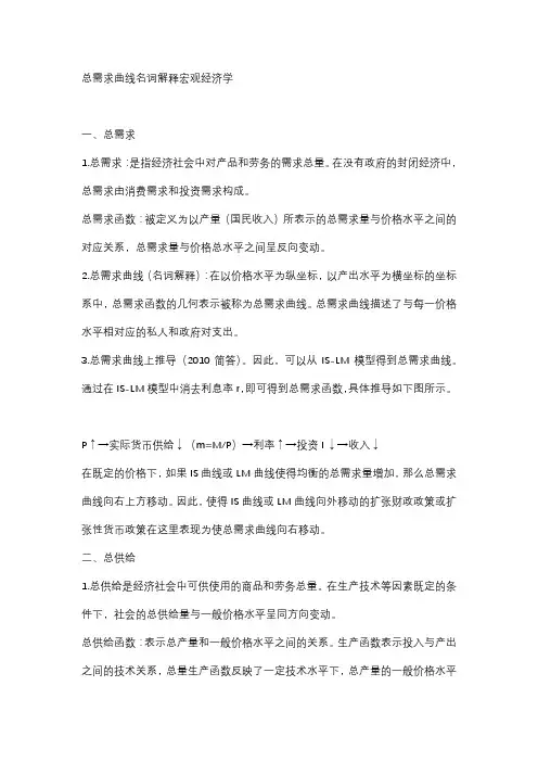 总需求曲线名词解释宏观经济学