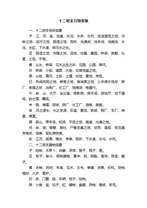 十二地支万物类象