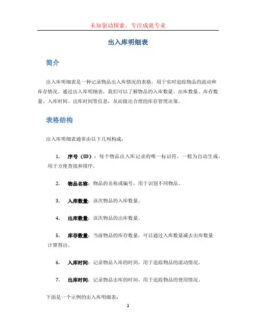 出入库明细表