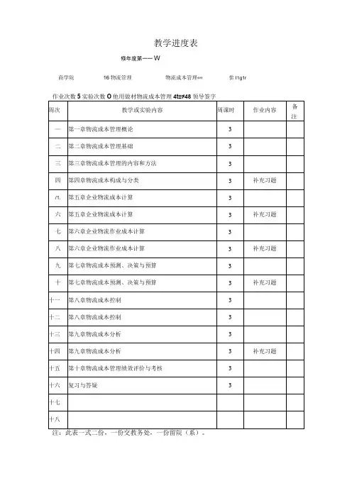 《物流成本管理》课程教学大纲